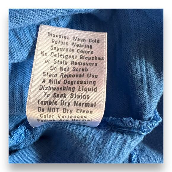 Fresh Produce Blue V Neck Coastal Cotton Top Relaxed Fit Casual Layered Hem 1X - Picture 10 of 11